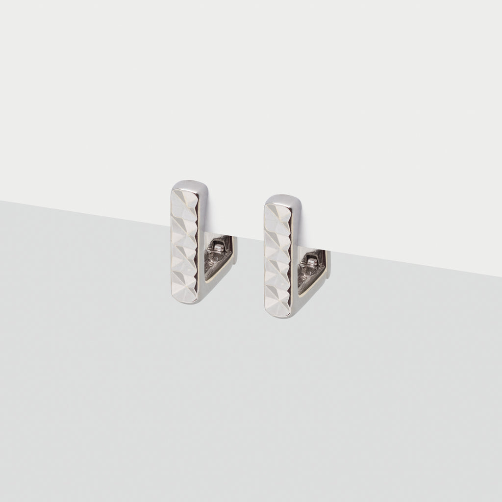 Squared Silver Huggie Earrings - Simply Whispers