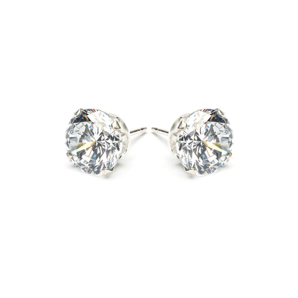 Silver Stud Earrings 8mm Round Crystal | Simply Whispers