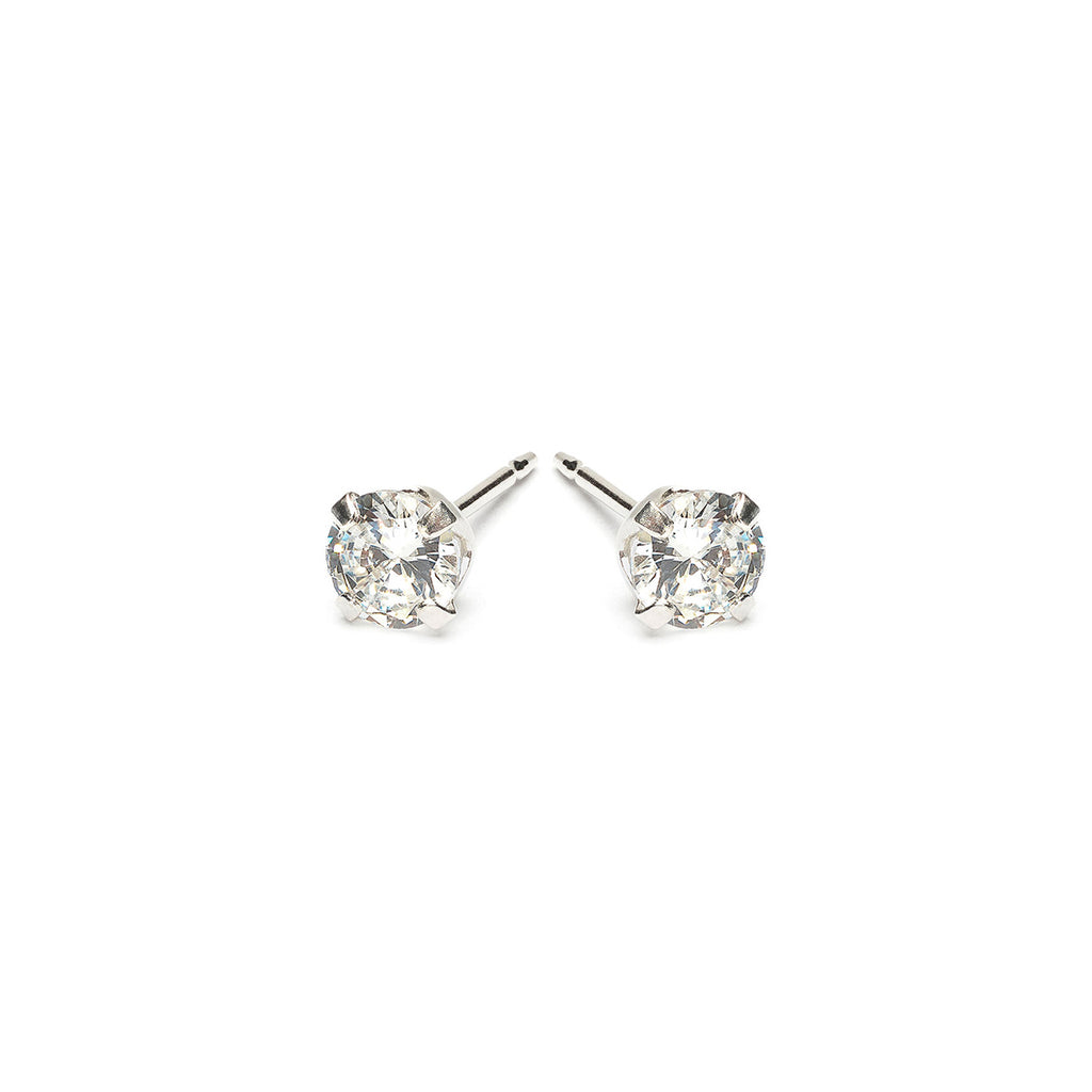 Sterling Silver 4 mm Round Cubic Zirconia Stud Earrings - Simply Whispers