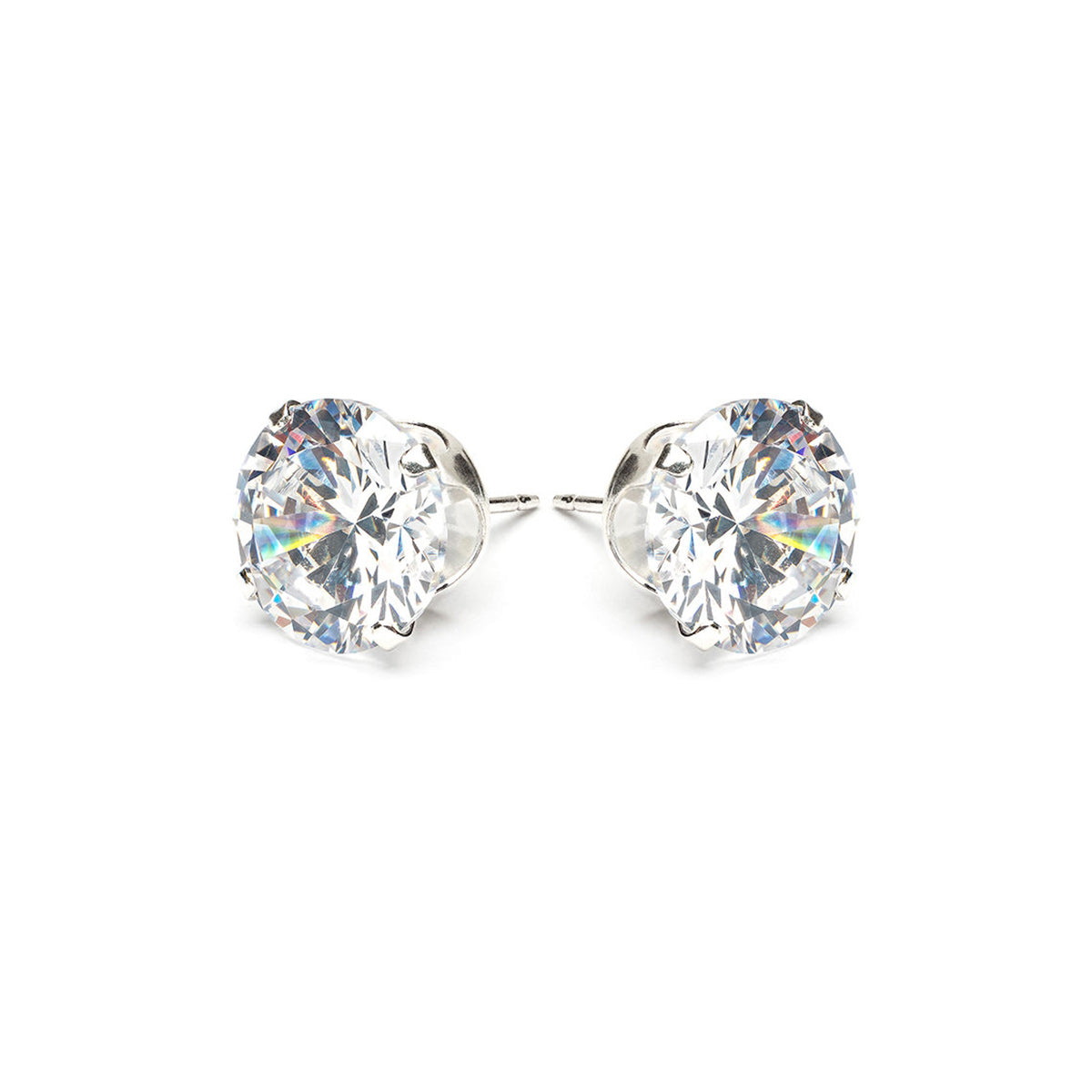 Sterling Silver 10 mm Round Cubic Zirconia Stud Earrings - Simply Whispers