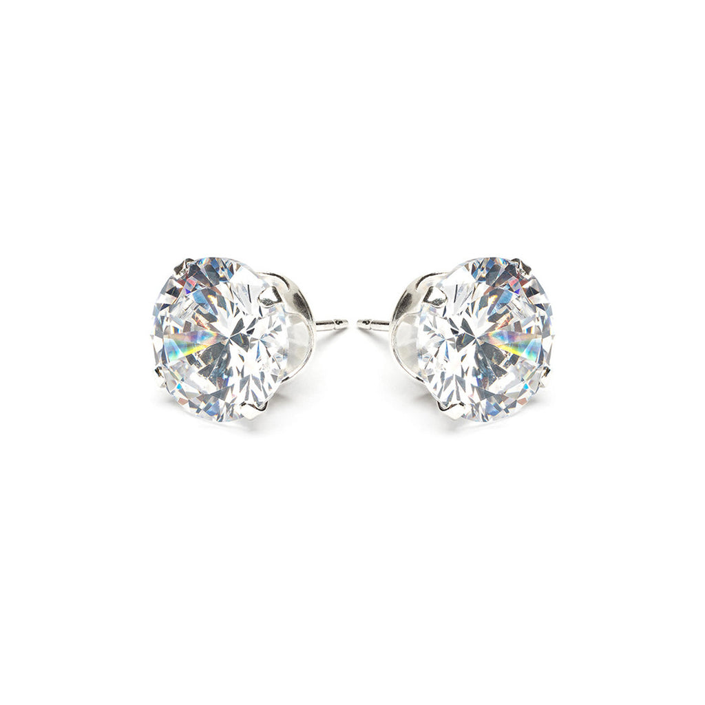 Sterling Silver 10 mm Round Cubic Zirconia Stud Earrings - Simply Whispers