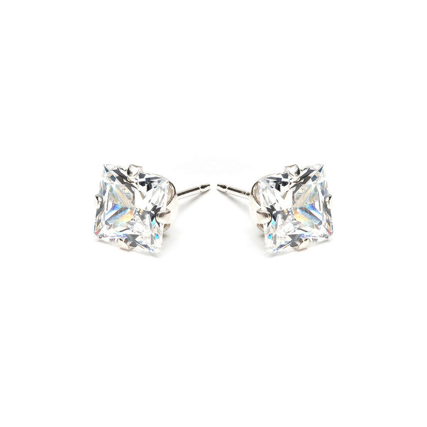 ■ENGBROX■ silver925 twinkle cubic line earring EBEA25022SV 6mm Black Cubic Zirconia Stud Earrings in Sterling Silver