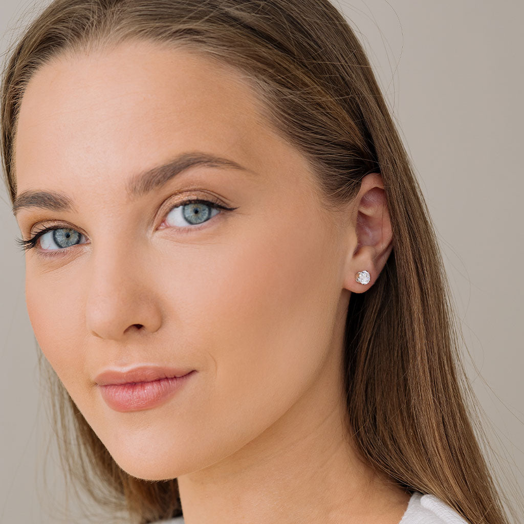 Silver Stud Earrings 6mm Round Crystal - Simply Whispers