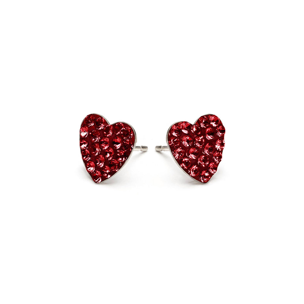 Cherry Pave Heart Stud Earrings - Simply Whispers