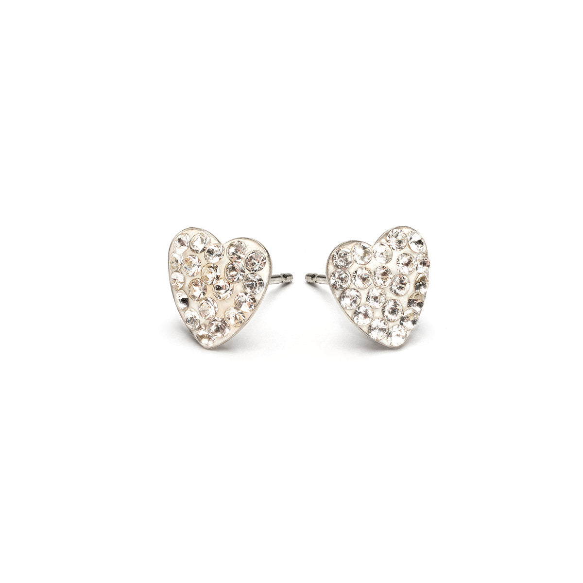 Stainless Steel 8 mm April Pave Heart Stud Earrings - Simply Whispers