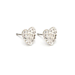 Stainless Steel 8 mm April Pave Heart Stud Earrings - Simply Whispers