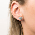 Stainless Steel 8 mm April Pave Heart Stud Earrings - Simply Whispers