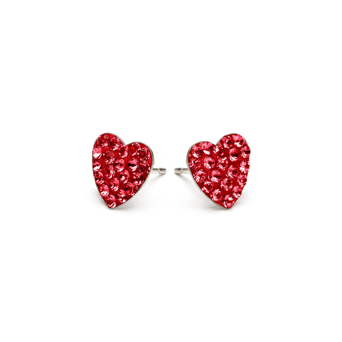 Stainless Steel 8 mm July Pave Heart Stud Earrings - Simply Whispers