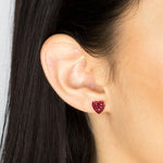 Stainless Steel 8 mm July Pave Heart Stud Earrings - Simply Whispers