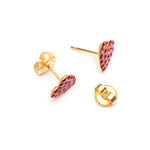 Red Pave Heart Earrings Gold Plated - Simply Whispers