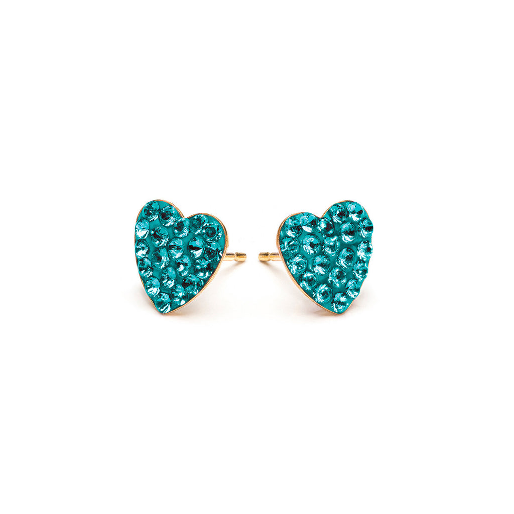 Gold Plated 8 mm December Pave Heart Stud Earrings - Simply Whispers