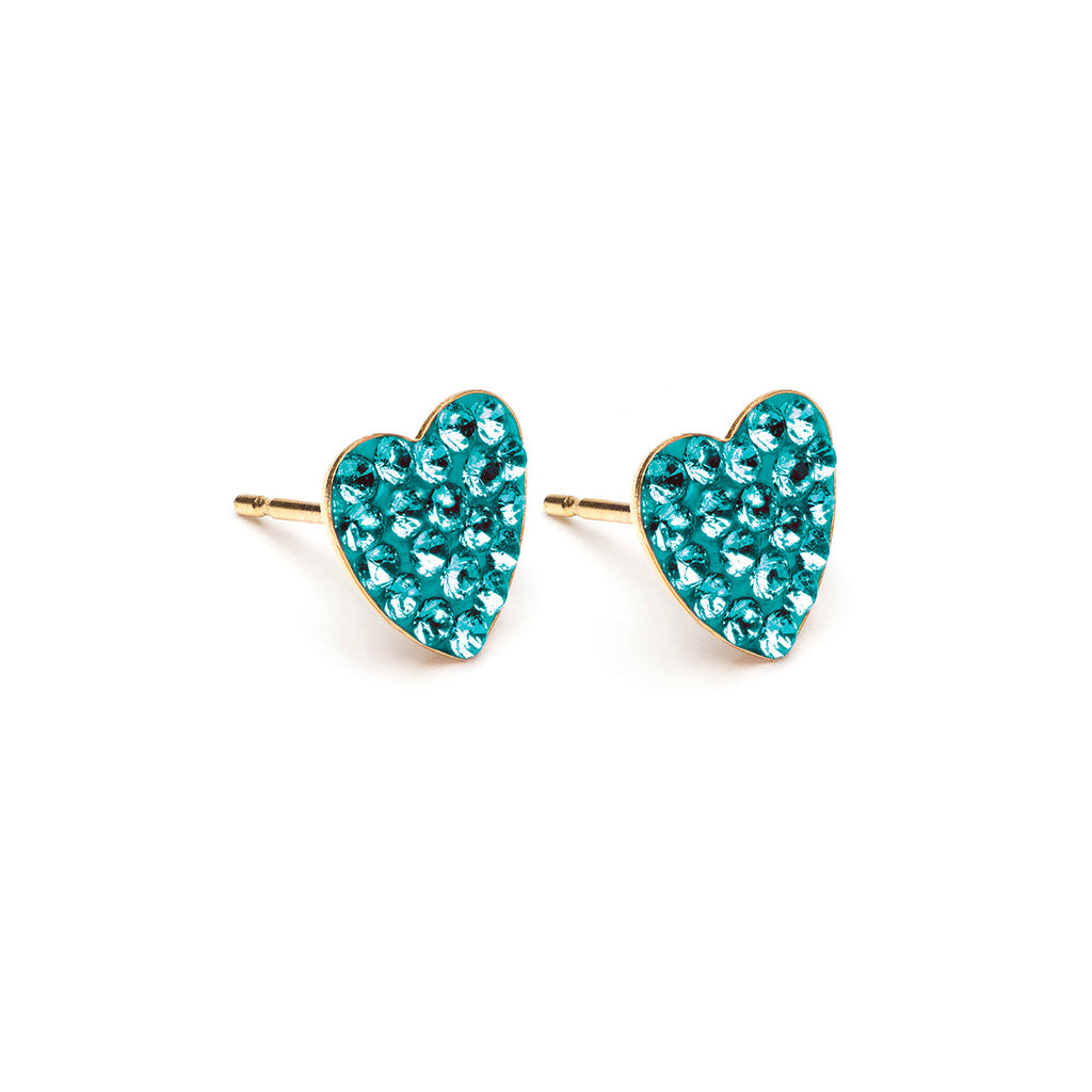 Gold Plated 8 mm December Pave Heart Stud Earrings - Simply Whispers