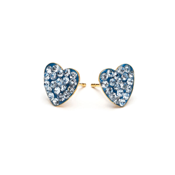 Light Sapphire Pave Heart Stud Earrings Gold Plated– Simply Whispers