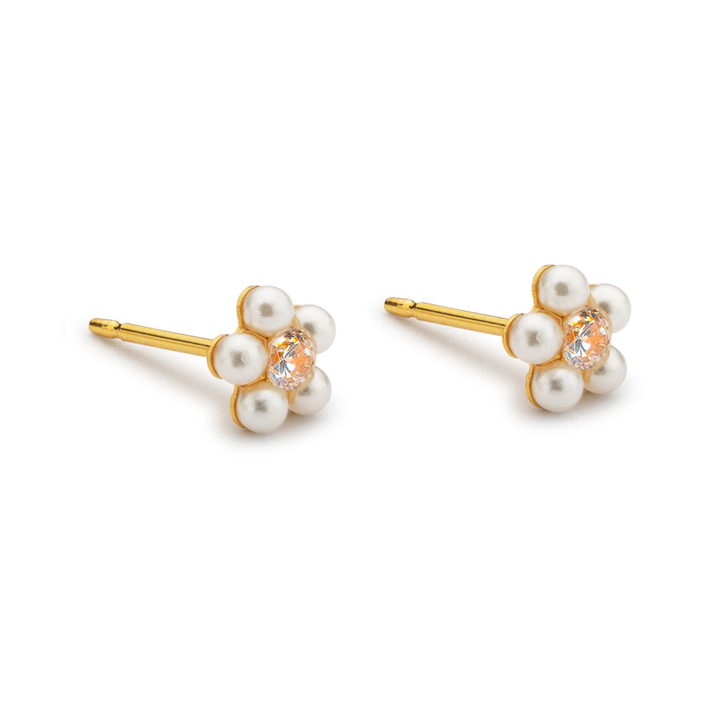 Pearl & Crystal Flower Earrings - Simply Whispers