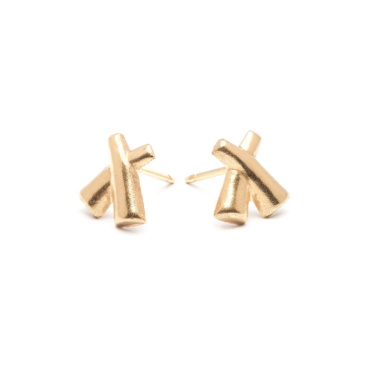 Gold Plated X Shape Stud Earrings - Simply Whispers