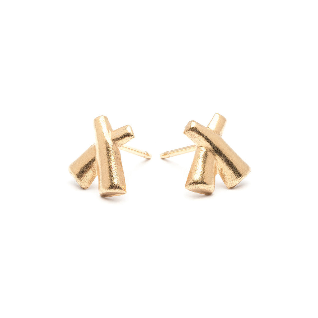 Gold Plated X Shape Stud Earrings - Simply Whispers