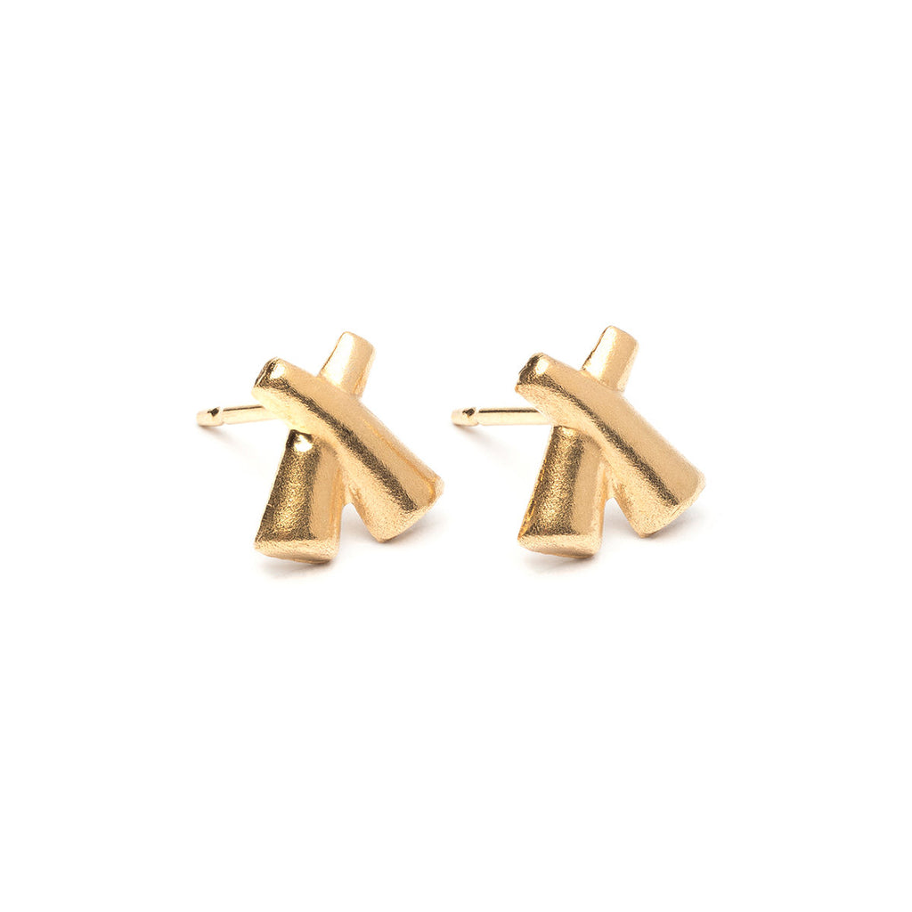 Gold Plated X Shape Stud Earrings - Simply Whispers
