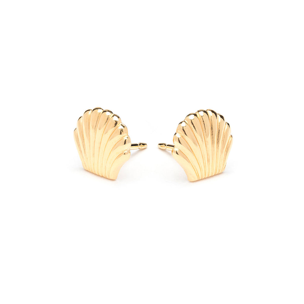 Gold Plated Seashell Tiny Stud Earrings - Simply Whispers