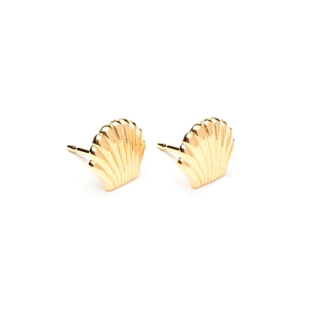Gold Plated Seashell Tiny Stud Earrings - Simply Whispers