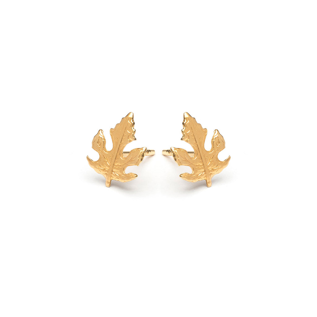 Gold Plated Maple Leaf Stud Earrings - Simply Whispers