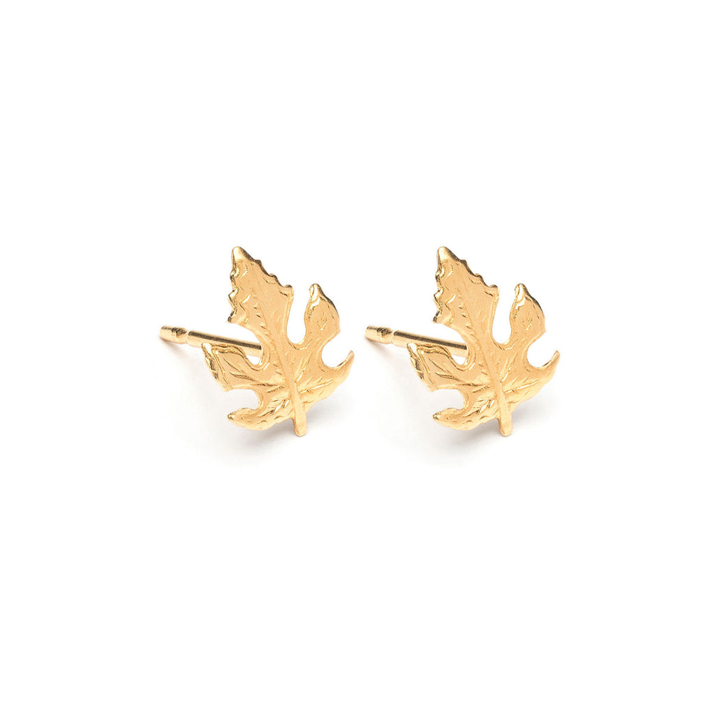 Gold Plated Maple Leaf Stud Earrings - Simply Whispers