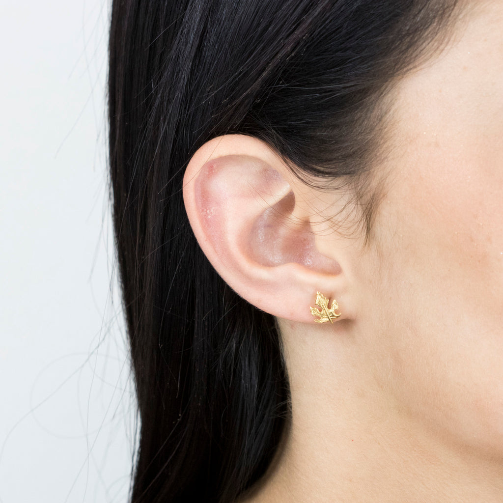 Gold Plated Maple Leaf Stud Earrings - Simply Whispers
