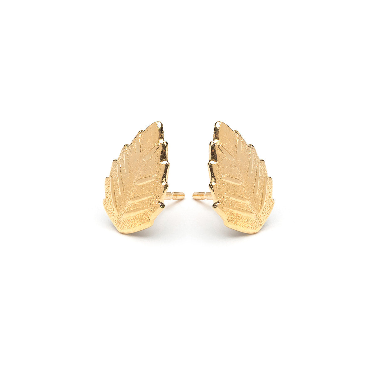 Gold Plated Leaf Stud Earrings - Simply Whispers