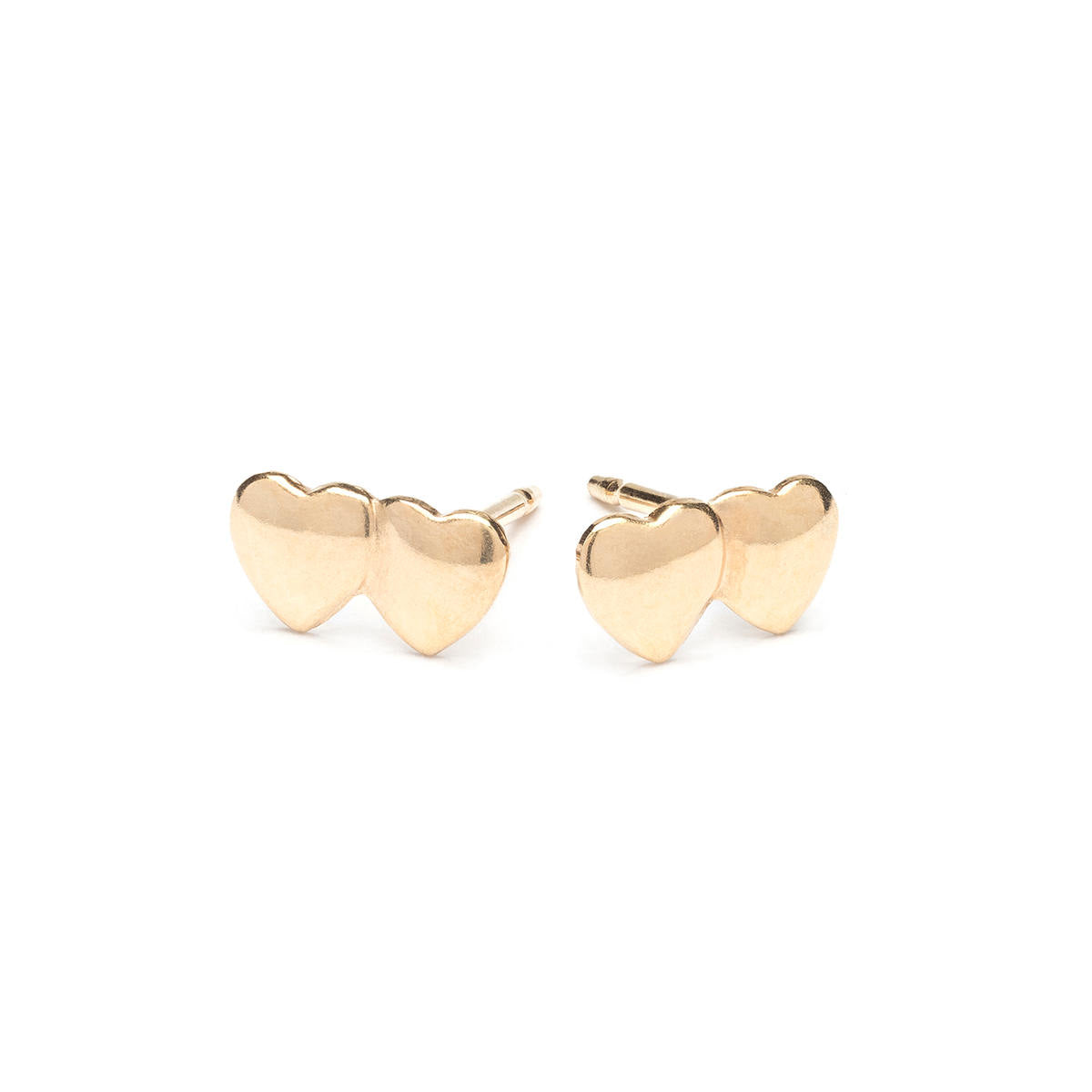 Gold Plated Double Heart Stud Earrings - Simply Whispers