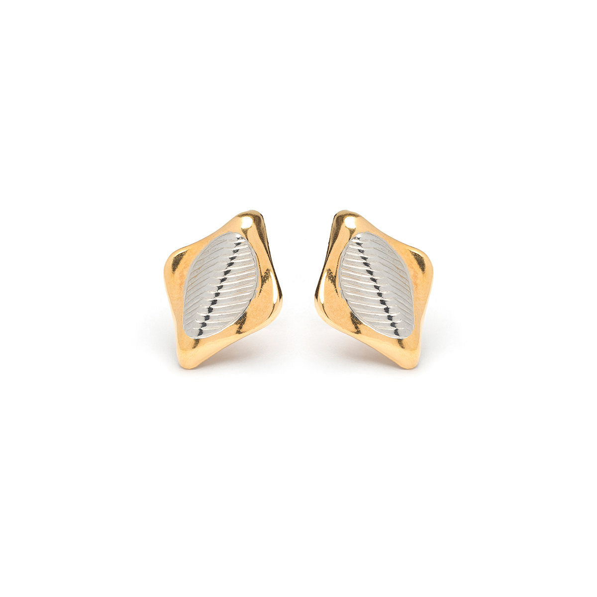 Gold Plated And Silver Plated Rhombus Shaped Stud Earrings - Simply Whispers