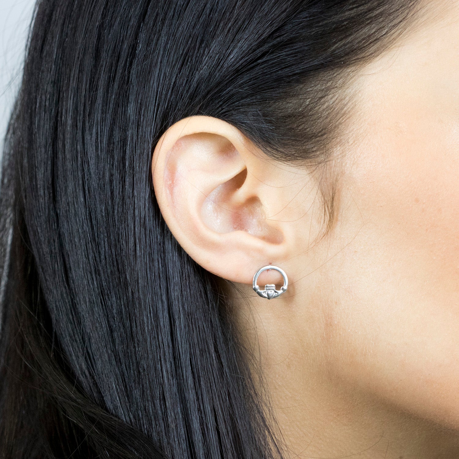 Stainless Steel Claddagh Stud Earrings - Simply Whispers