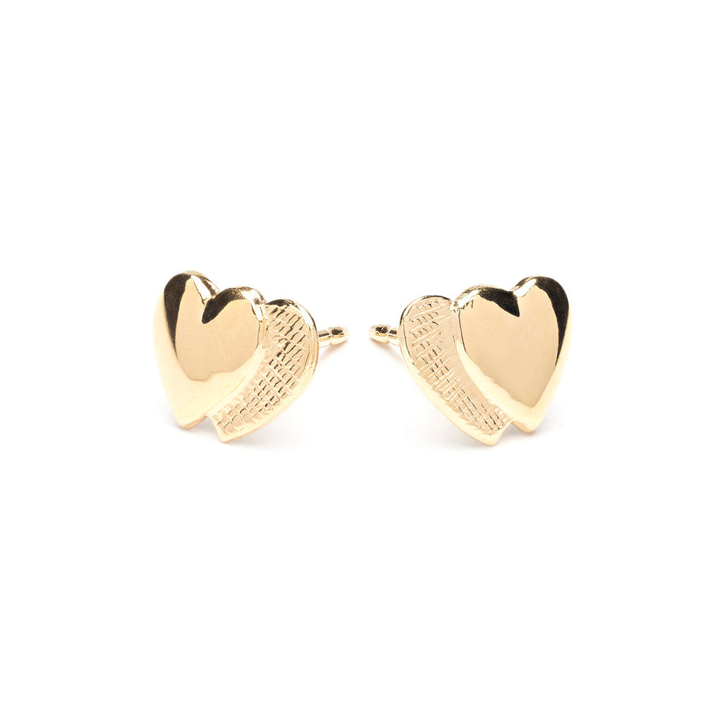 Gold Plated Double Hearts Stud Earrings - Simply Whispers