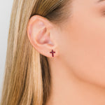 Stainless Steel Cross January Stud Earrings - Simply Whispers