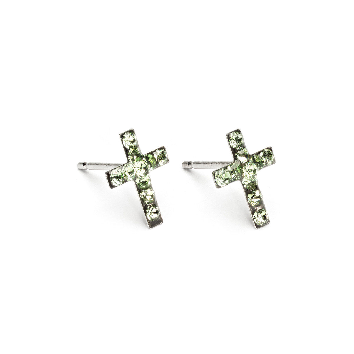 Stainless Steel Cross August Stud Earrings - Simply Whispers