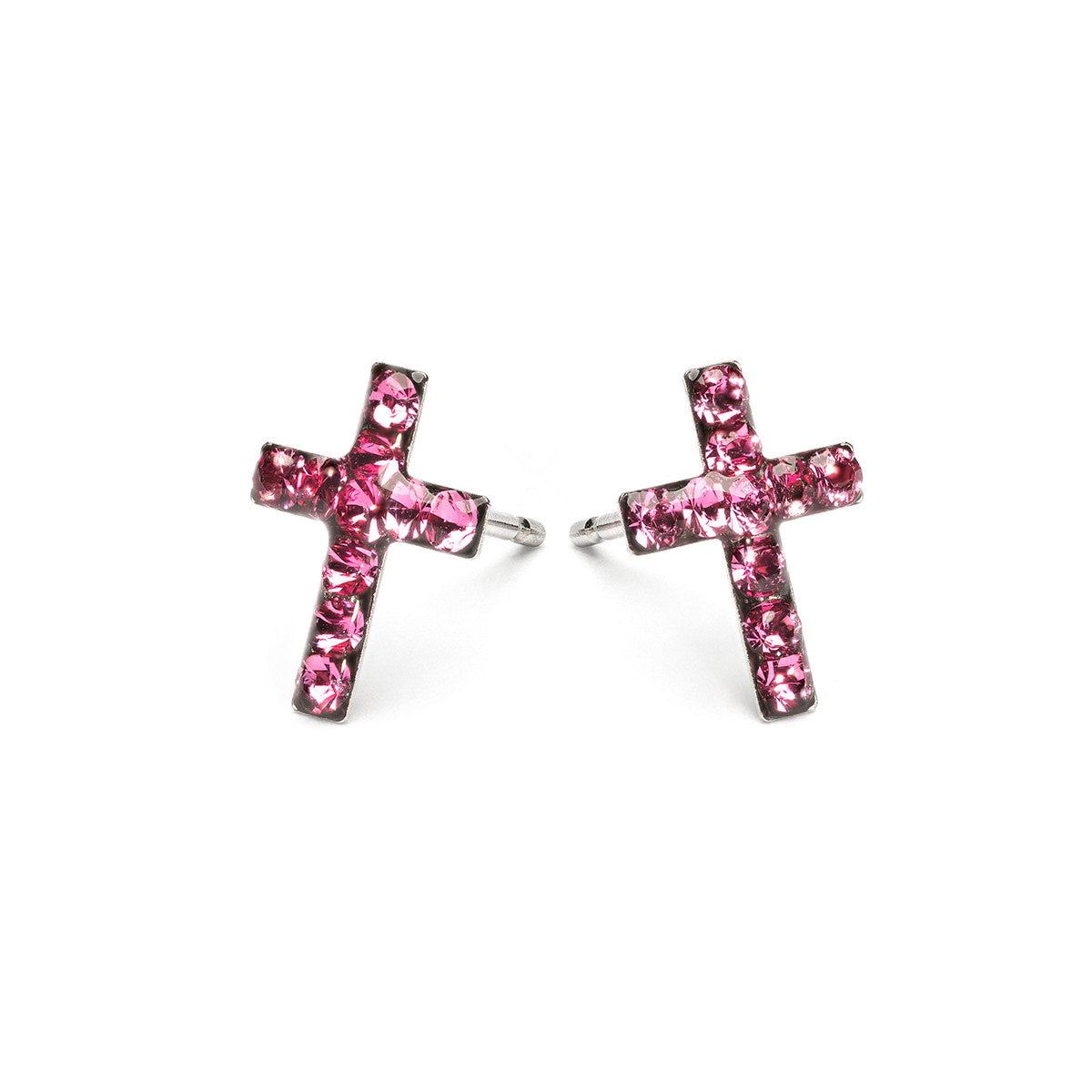 Stainless Steel Cross October Stud Earrings - Simply Whispers