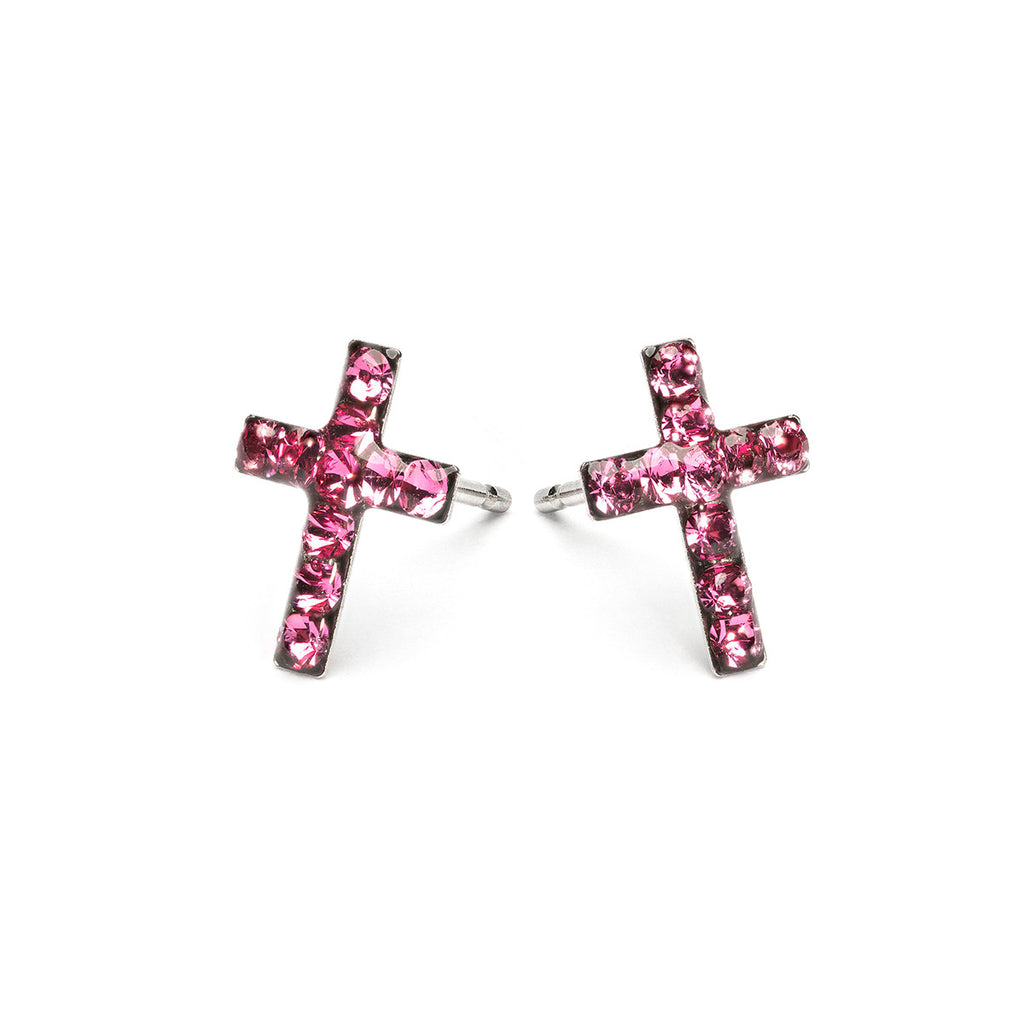 Stainless Steel Cross October Stud Earrings - Simply Whispers