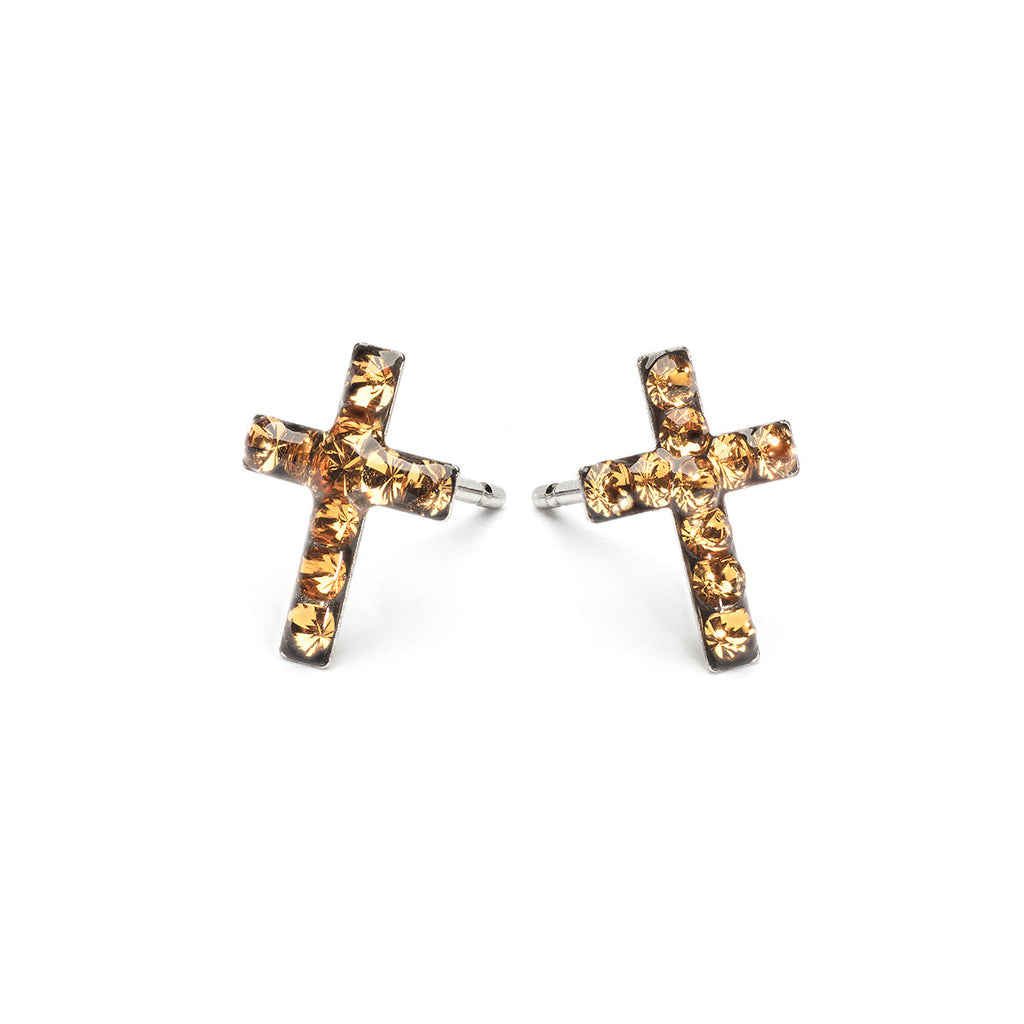 Stainless Steel Cross November Stud Earrings - Simply Whispers