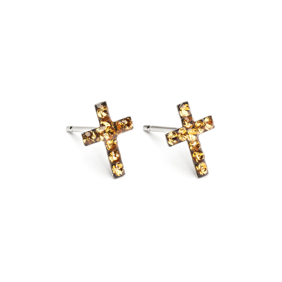 Stainless Steel Cross November Stud Earrings - Simply Whispers