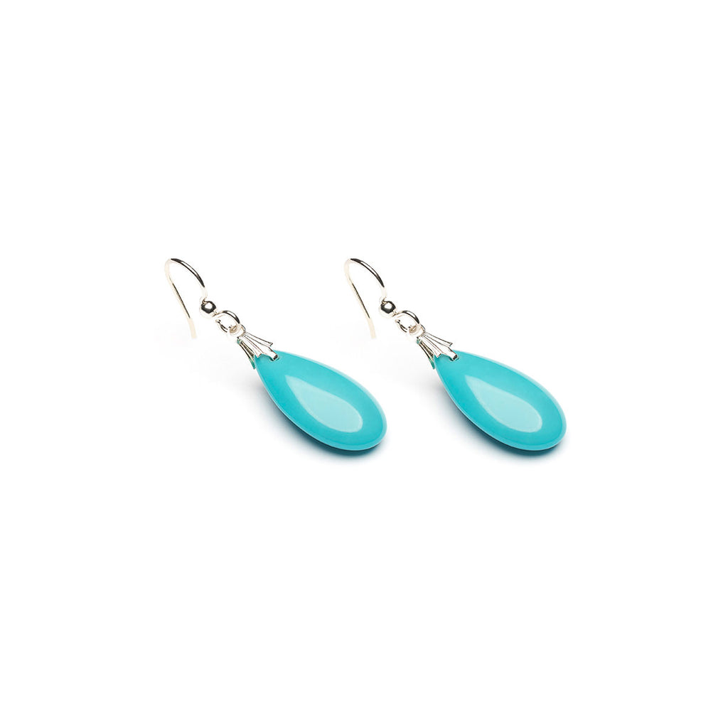 Silver Plated Turquoise Teardrop French Hook Earrings - Simply Whispers