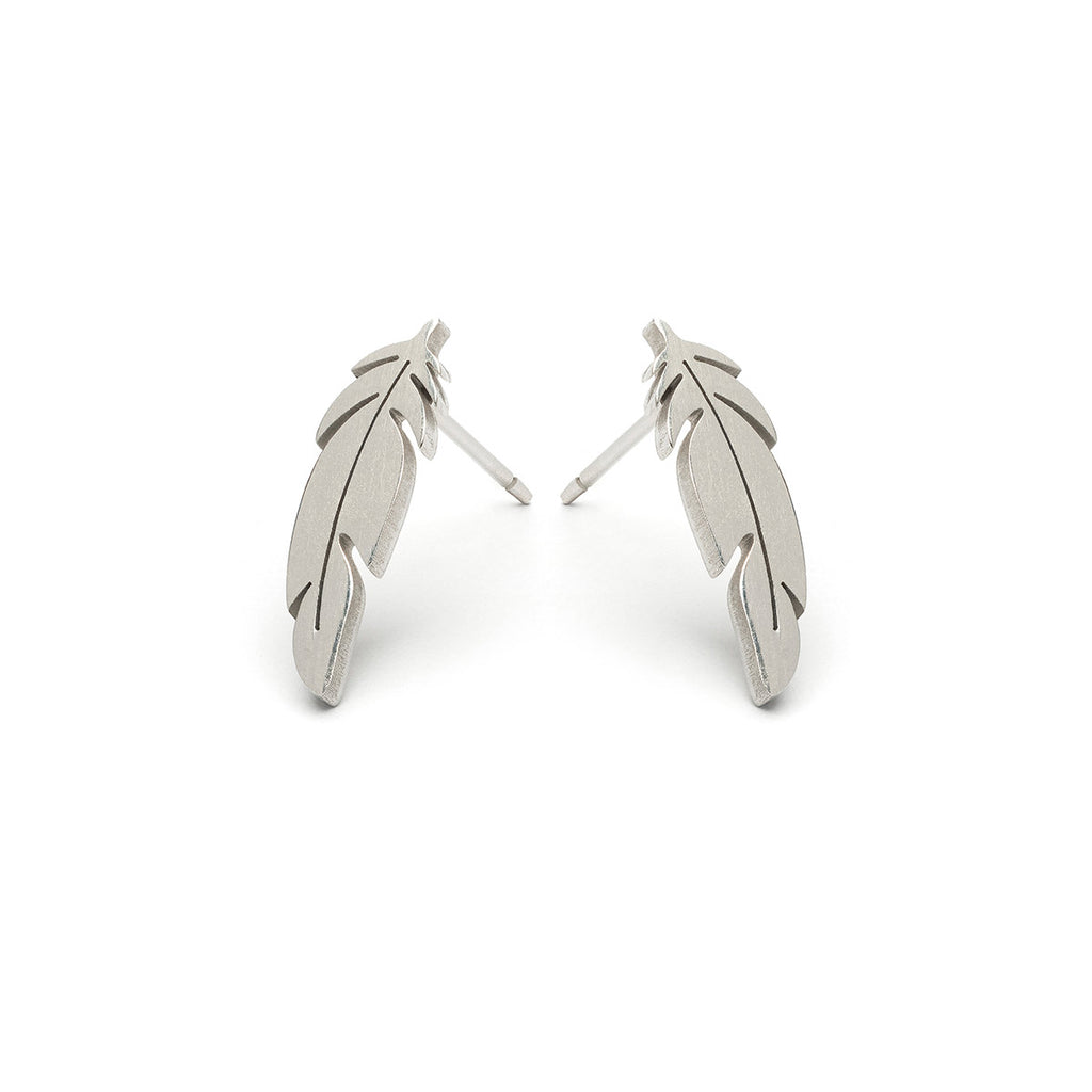 Stainless Steel Feather Stud Earrings - Simply Whispers
