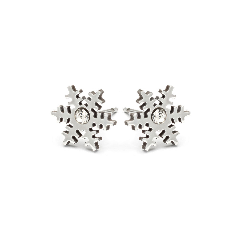 Stainless Steel Crystal Snowflake Stud Earrings - Simply Whispers