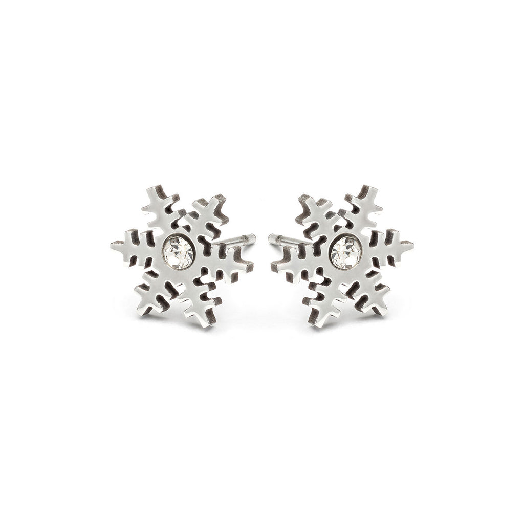 Stainless Steel Crystal Snowflake Stud Earrings - Simply Whispers