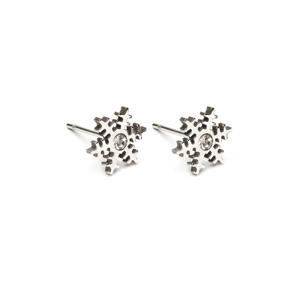 Stainless Steel Crystal Snowflake Stud Earrings - Simply Whispers