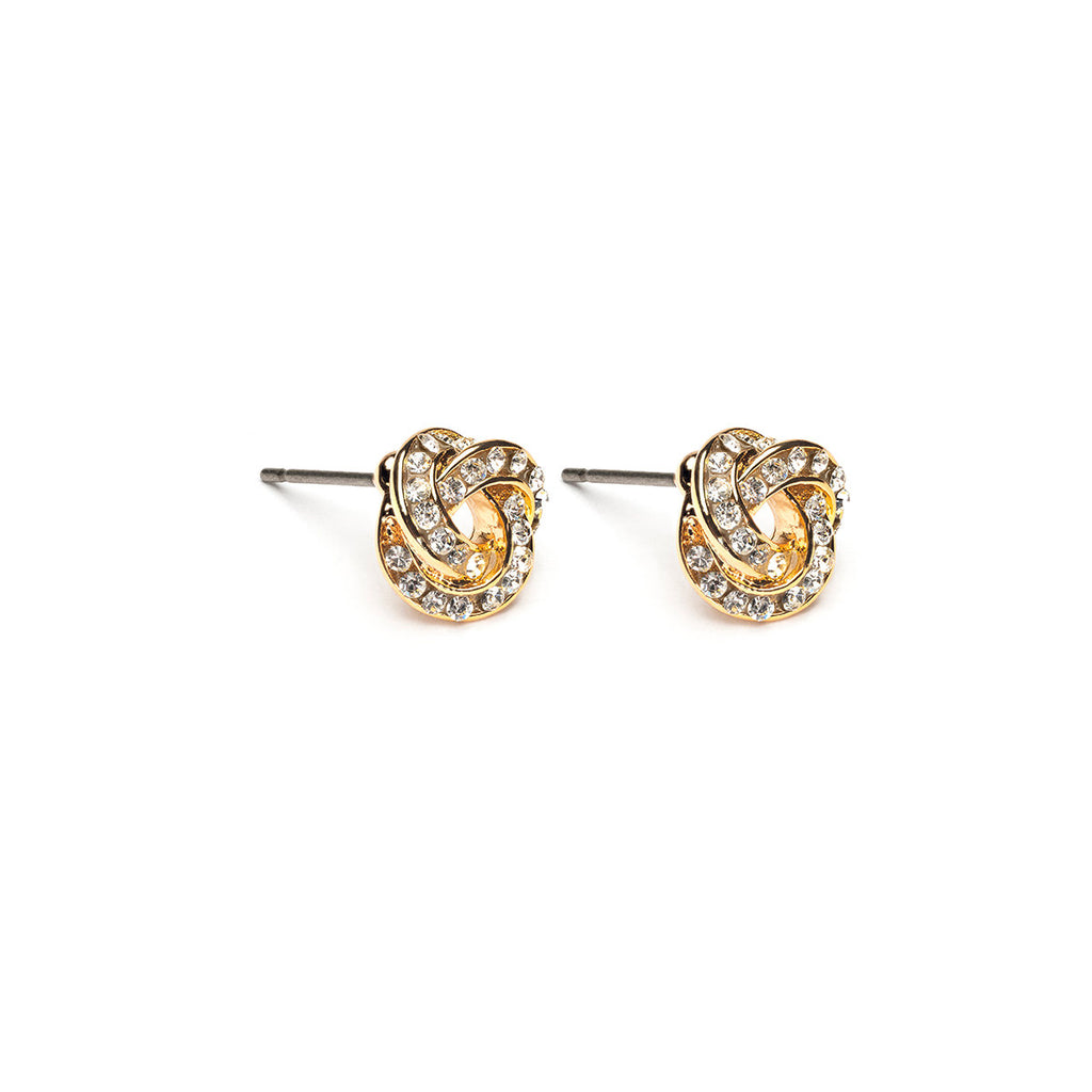 Gold Plated Crystal Knot Stud Earrings - Simply Whispers