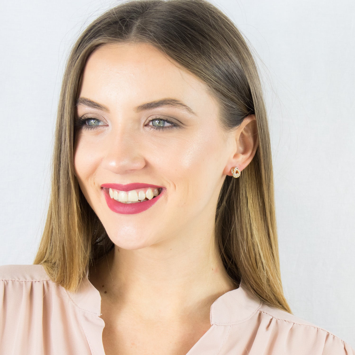 Gold Plated Crystal Knot Stud Earrings - Simply Whispers