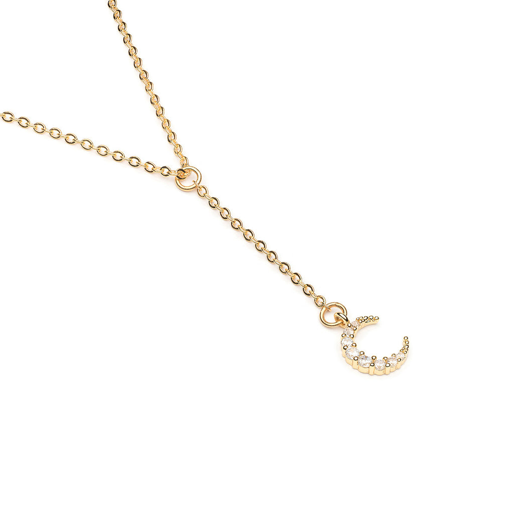 Gold Plated 16 inch Crescent Moon Pendant Necklace - Simply Whispers
