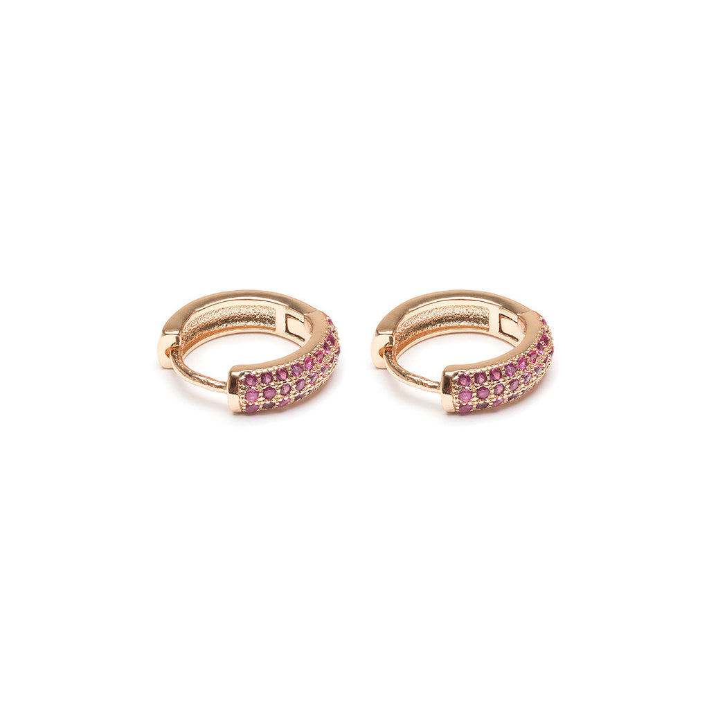 Pink Pave Huggie Earrings - Simply Whispers