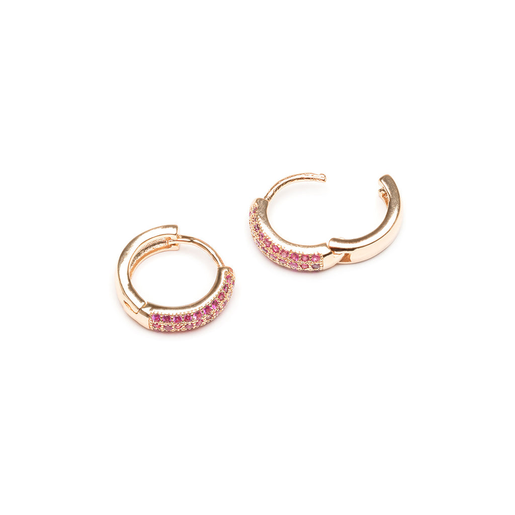 Pink Pave Huggie Earrings - Simply Whispers
