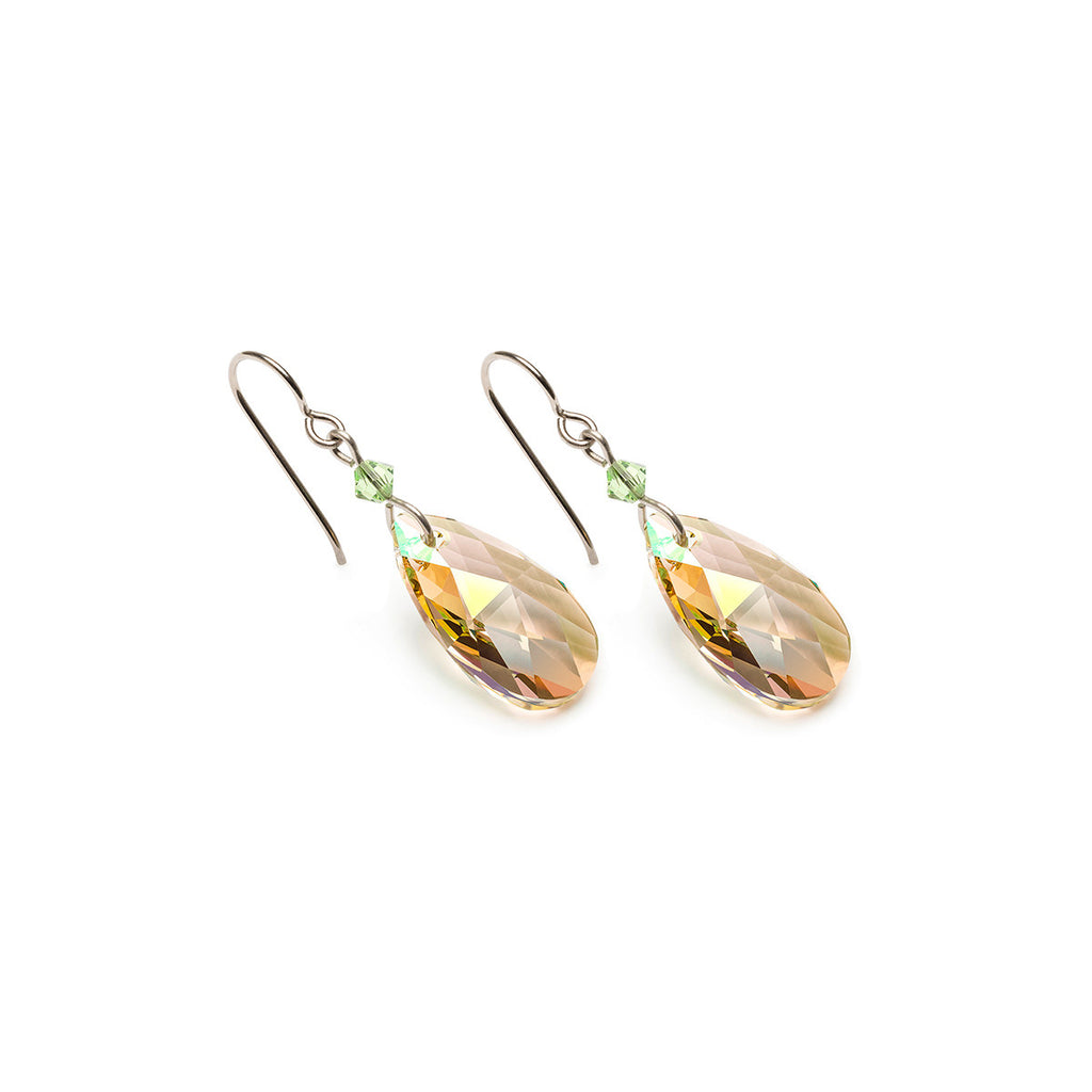 Yellow Drop Crystal Titanium Earrings - Simply Whispers