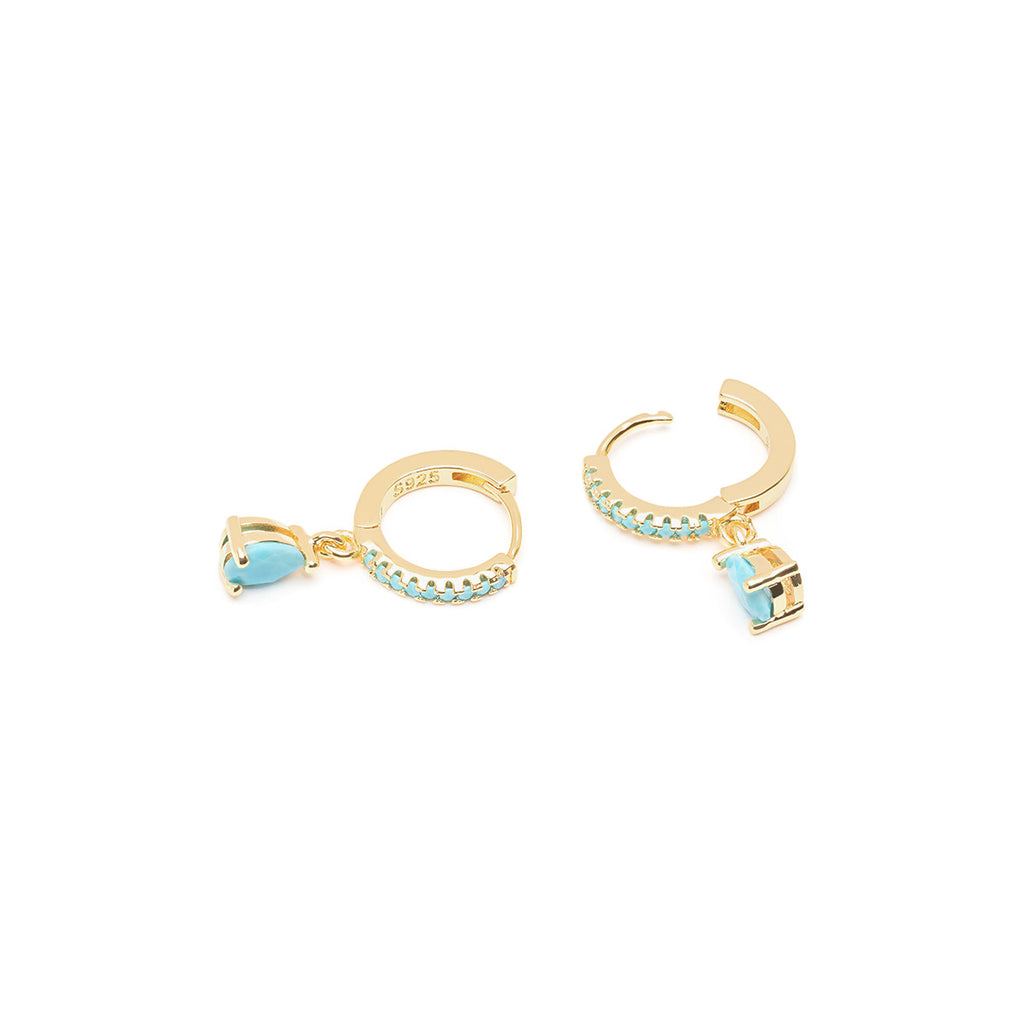 Turquoise Drop Huggie Hoops - Simply Whispers