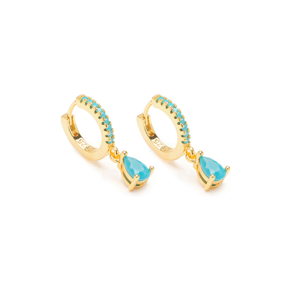 Turquoise Drop Huggie Hoops - Simply Whispers